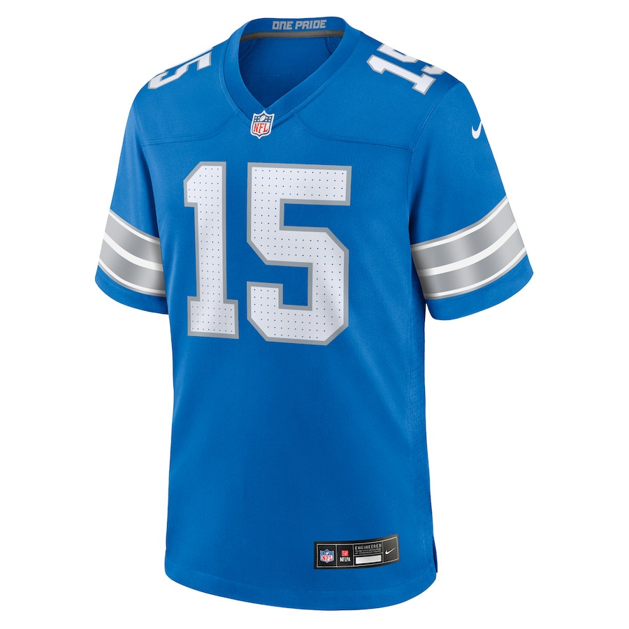 Ennis Rakestraw Jr. 15 Detroit Lions Team Game Blue NFL Jersey Men's