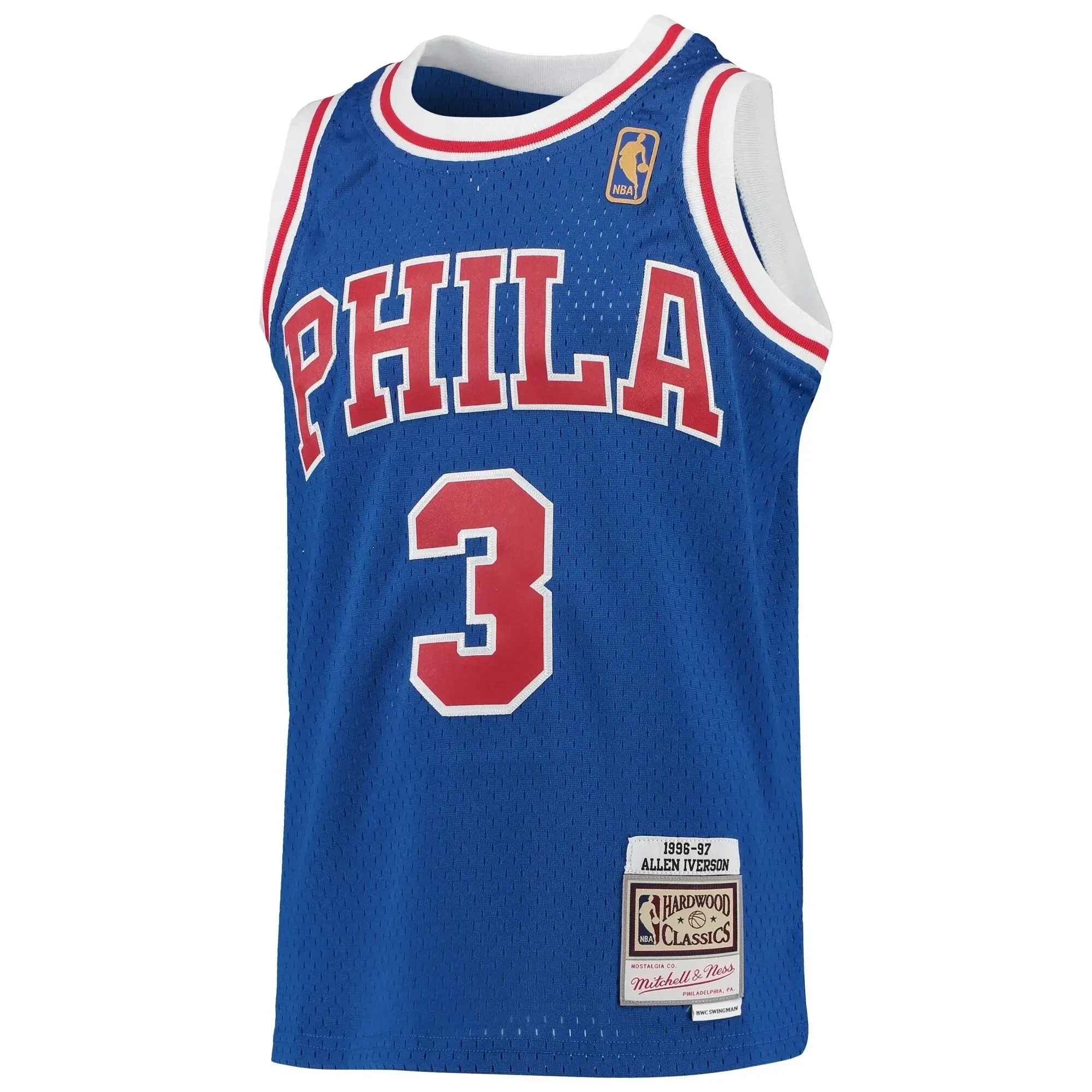 Allen Iverson Philadelphia 76ers Mitchell&Nes 1996-97 Hardwood Classics Swingman Throwback Royal NBA Jersey Youth