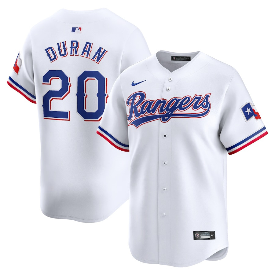 Ezequiel Duran 20 Texas Rangers Home Limited Player White MLB Jersey Men's