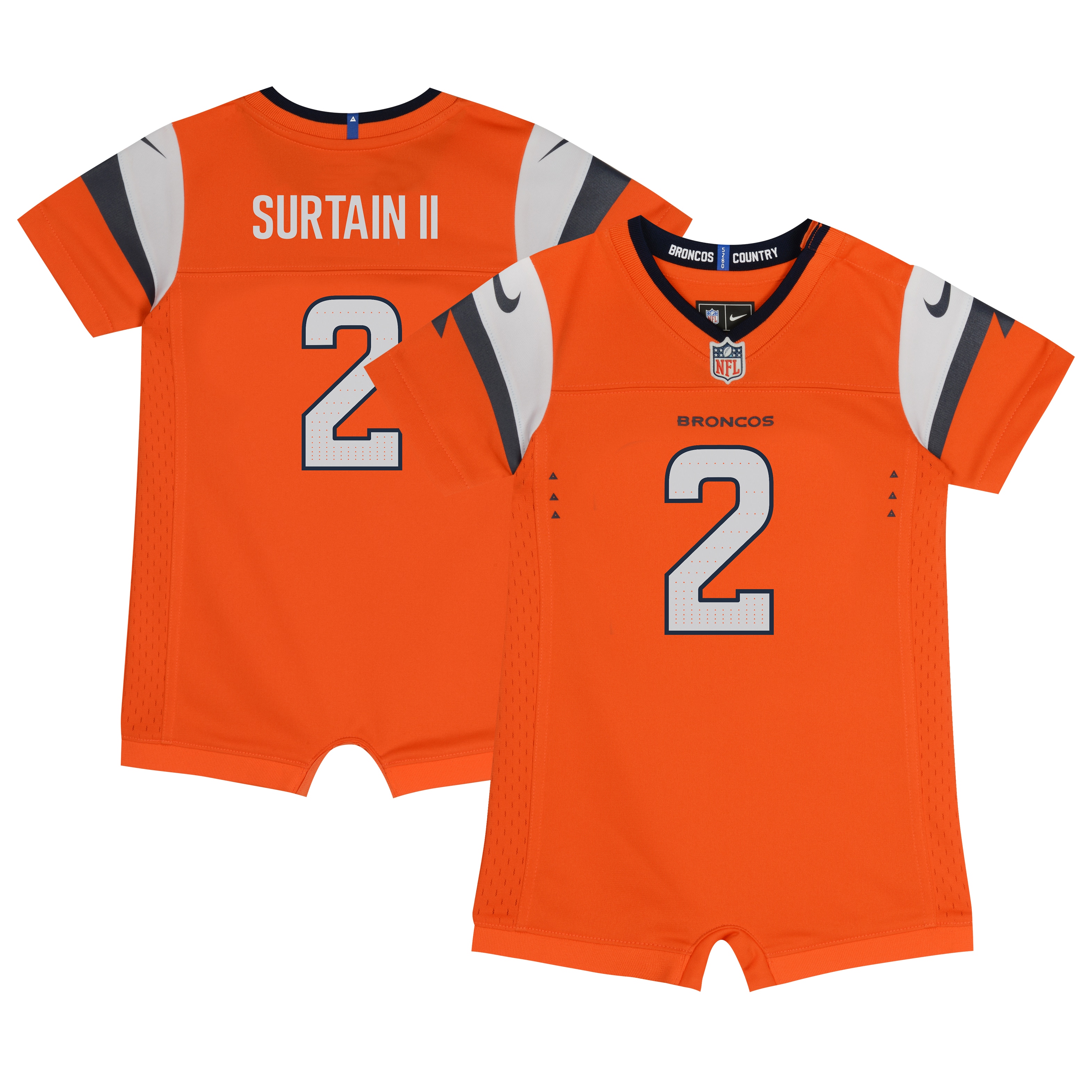 Newborn Infant Denver Broncos Patrick Surtain II Orange Mile High Collection Game Romper NFL Jersey Men's
