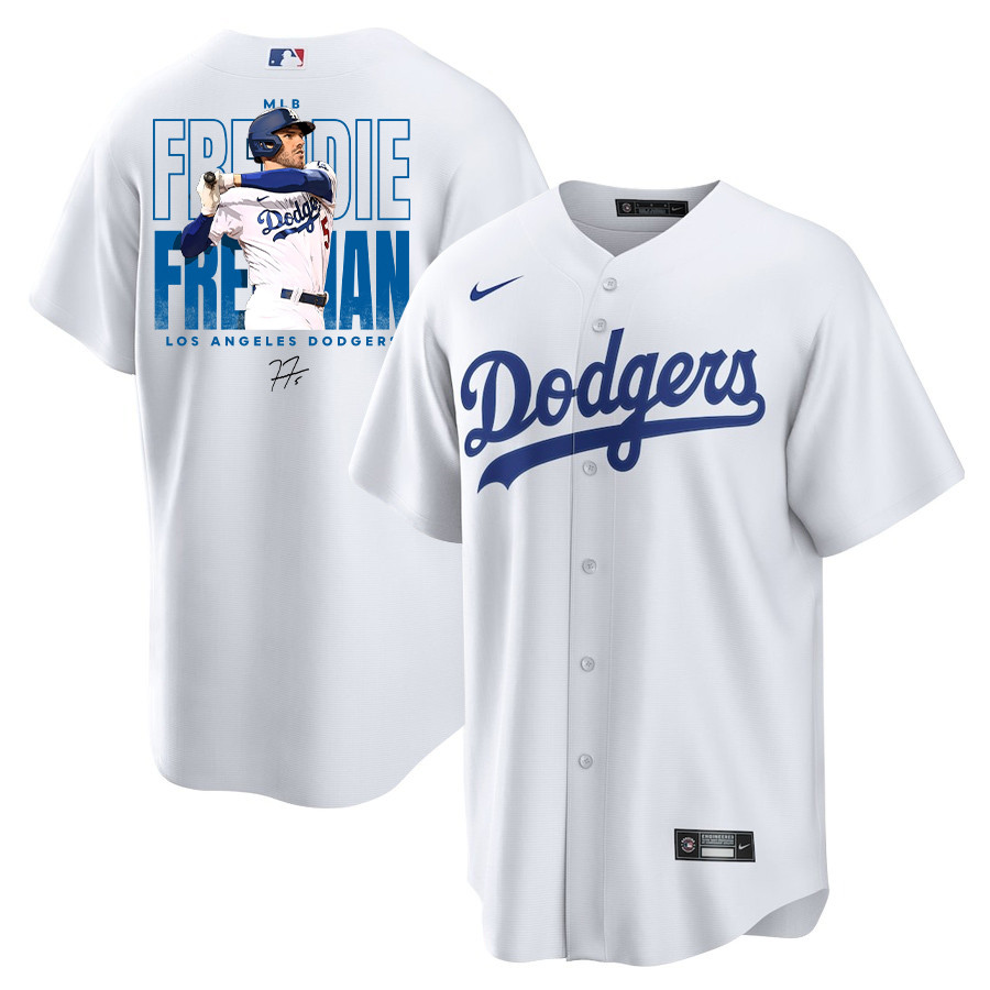 Freddie Freeman 5 Los Angeles Dodgers Signed Home Run 2023 Home Player White MLB Jersey Men's