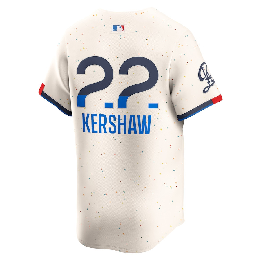 Clayton Kershaw 22 Los Angeles Dodgers 2024 City Connect Limited Cream MLB Jersey Men's