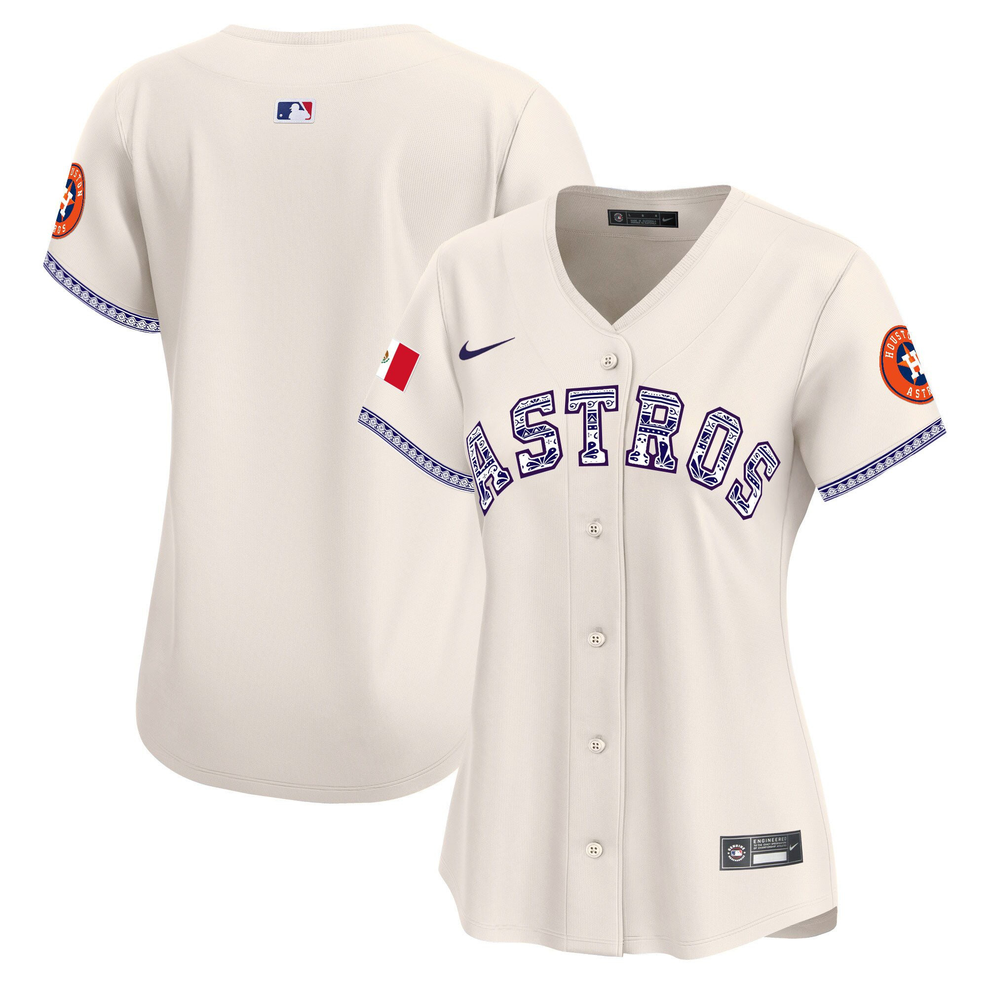 Houston Astros Mexico Cream MLB Jersey Women's
