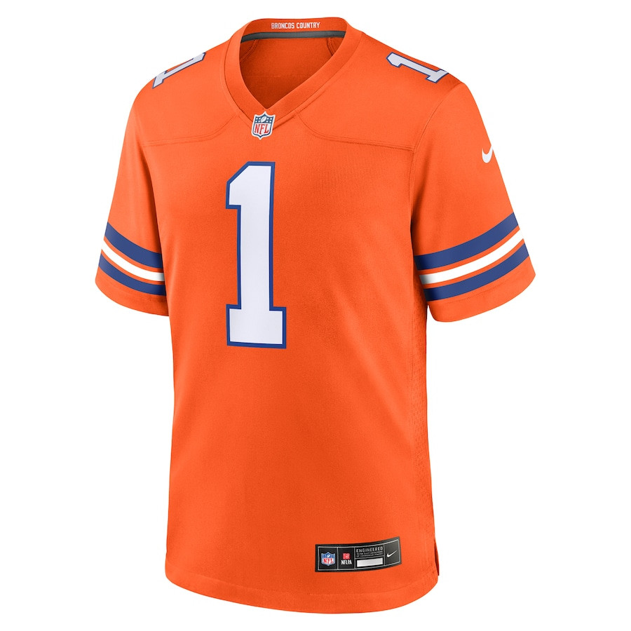 Jason Elam 1 Denver Broncos Mile High Collection 1977 Throwback Retired Player Game Orange NFL Jersey Men's