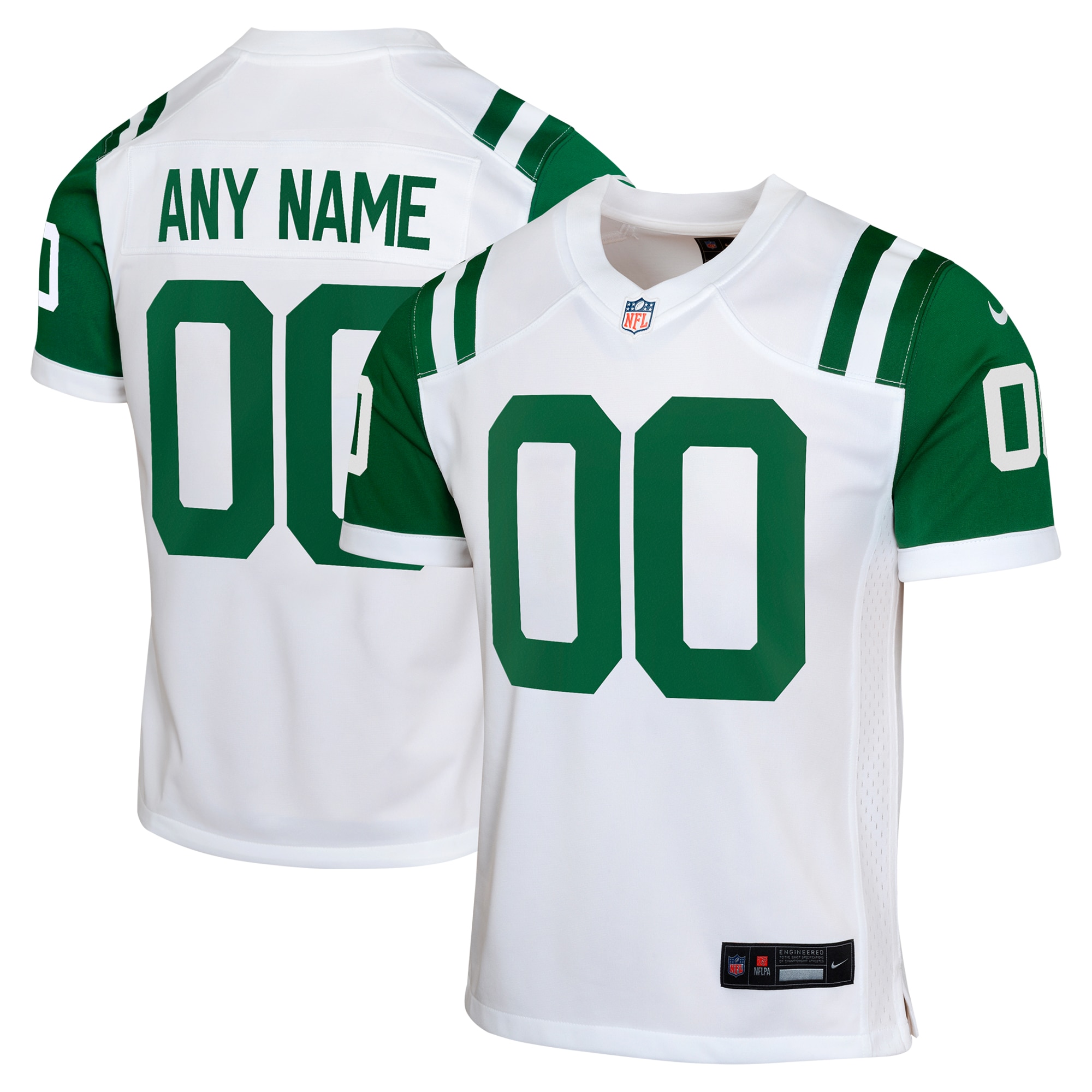 New York Jets White Classic Alternate Custom NFL Jersey Youth