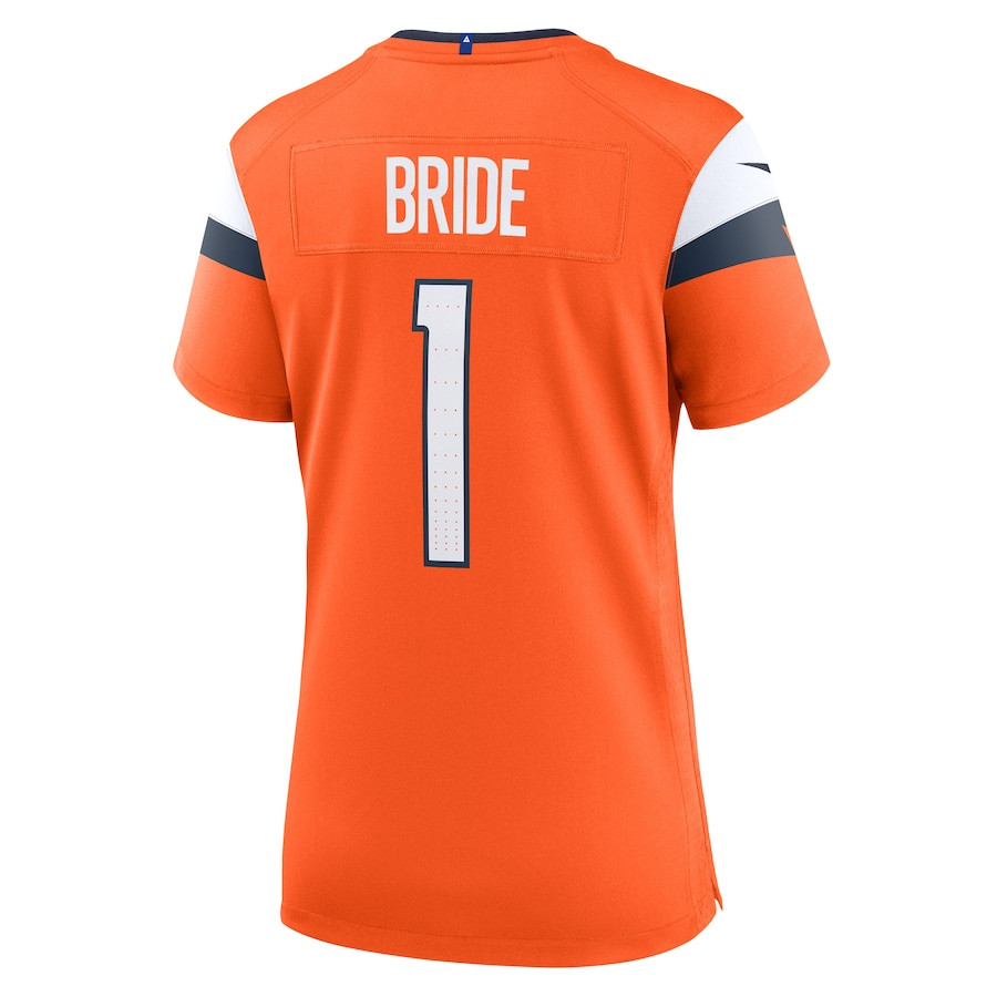 Number 1 Bride Denver Broncos Game Orange NFL Jersey Women's