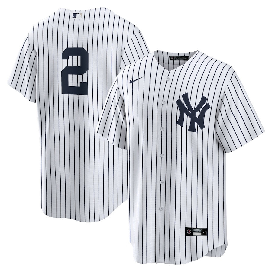 Derek Jeter 2 New York Yankees Home Limited White MLB Jersey Men's