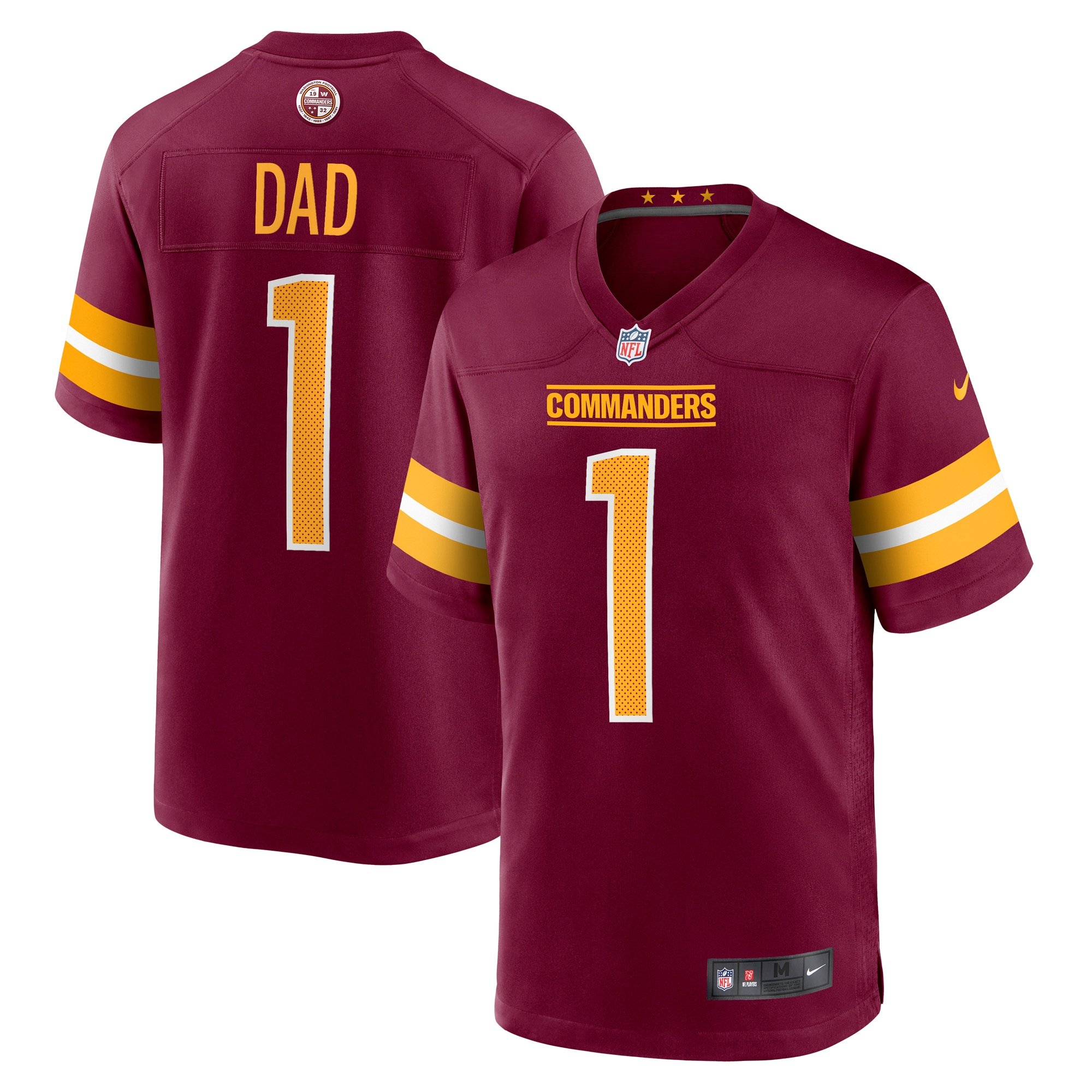 Washington Commanders Number 1 Dad Burgundy Game NFL Jersey Men's