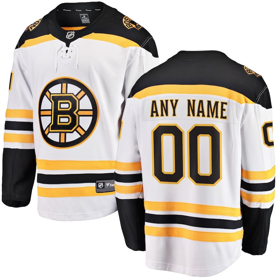 Boston Bruins Away Breakaway Custom White NHL Jersey Men's