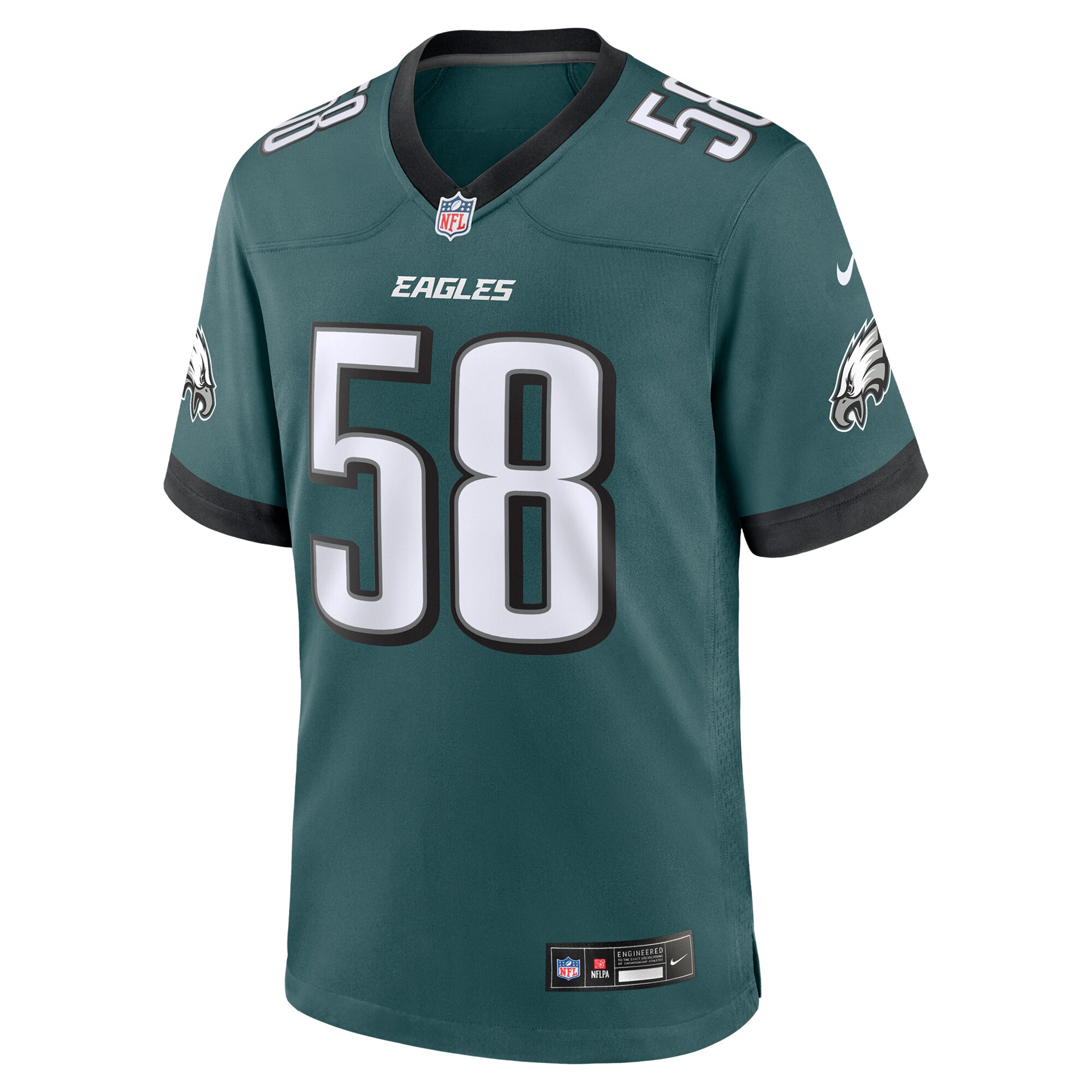Philadelphia Eagles Jalyx Hunt Midnight Green Team Game NFL Jersey Men's