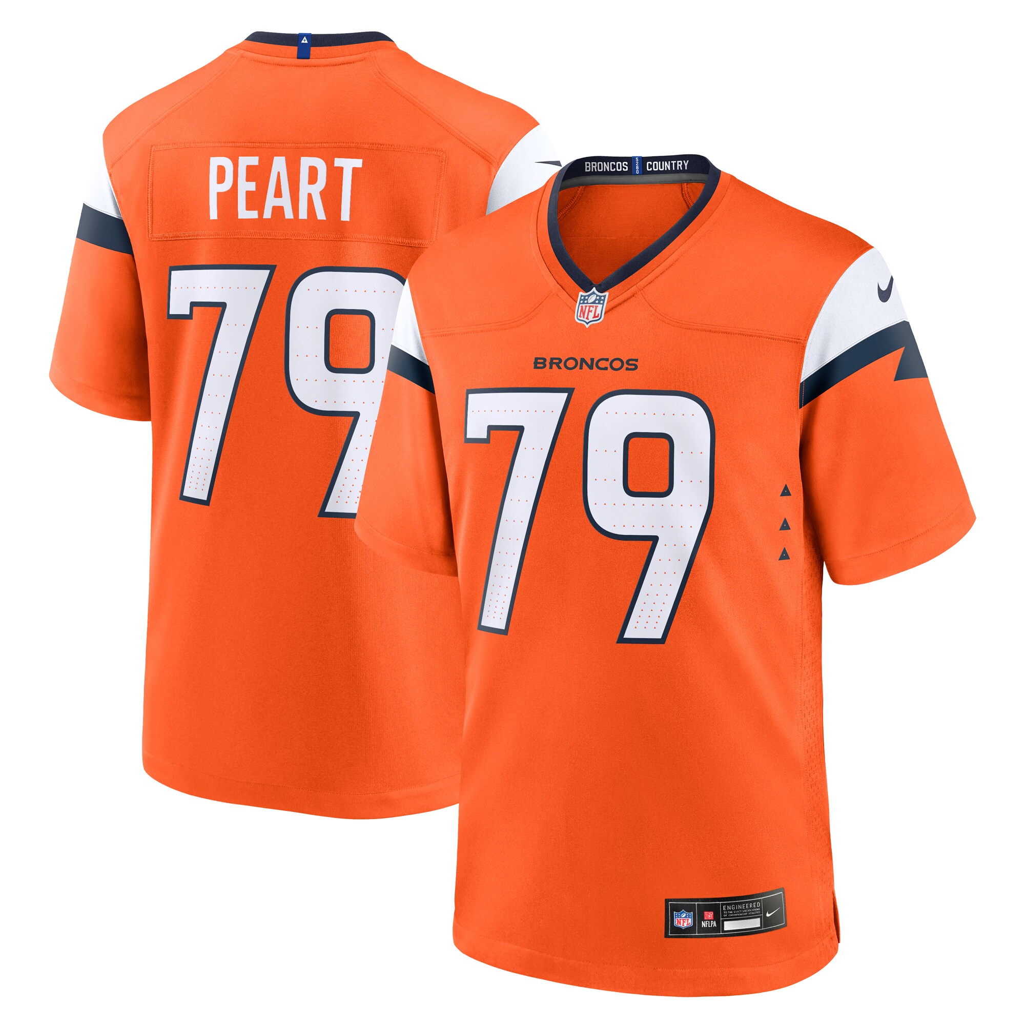 Denver Broncos Matt Peart Orange Team Game NFL Jersey Men's