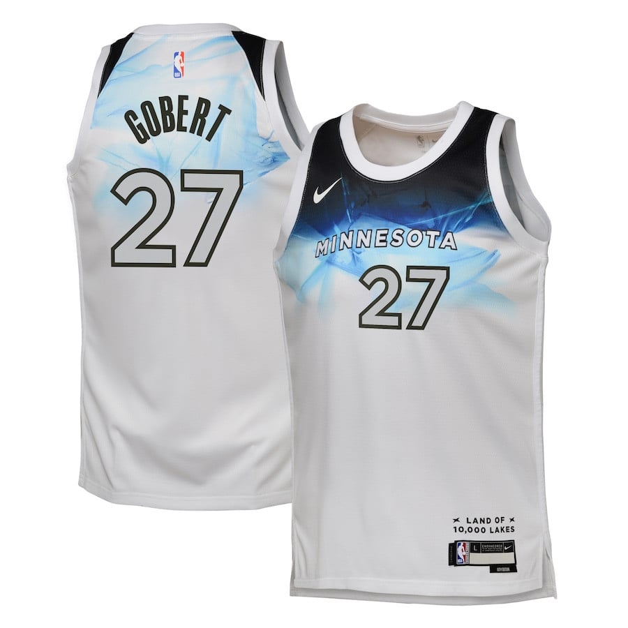 Rudy Gobert 27 Minnesota Timberwolves 2024/25 Swingman Playe City Editio White NBA Jersey Youth