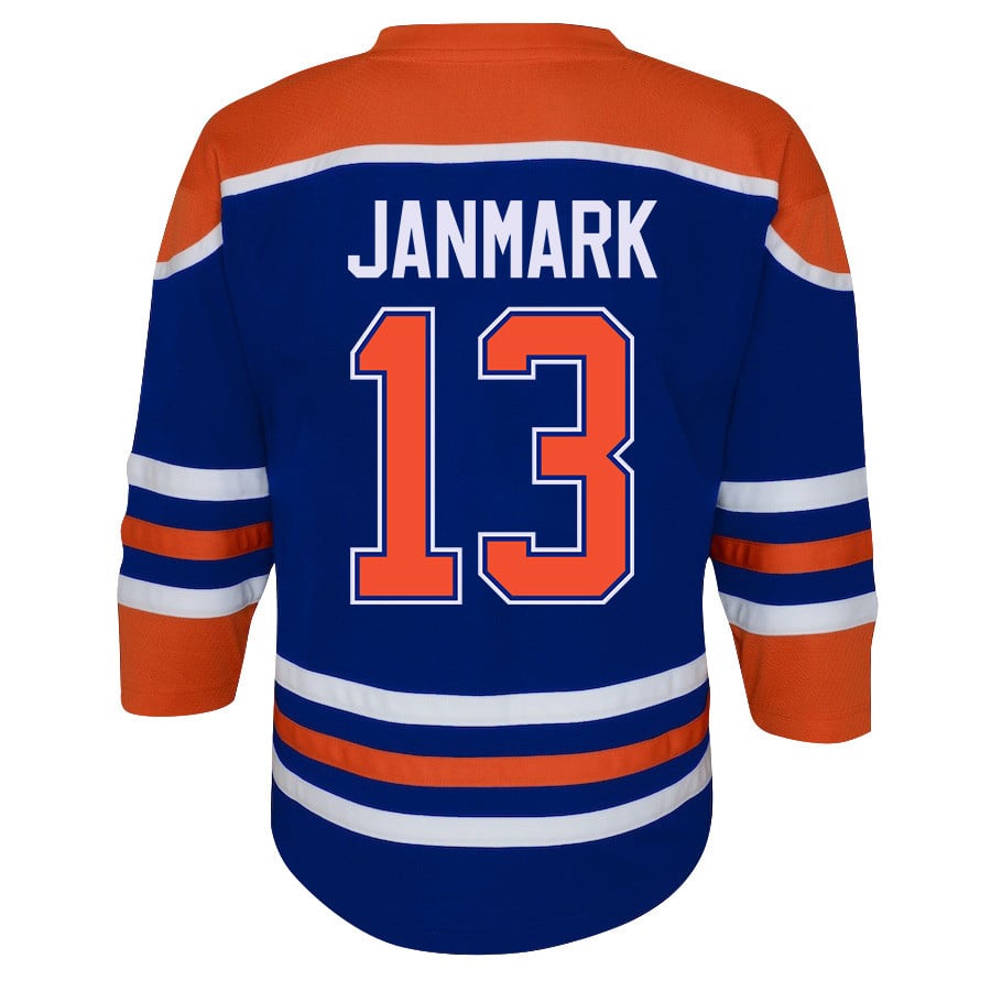 Mattias Janmark 13 Edmonton Oilers 2024 STANLEY CUP Final Home Royal NHL Jersey Youth