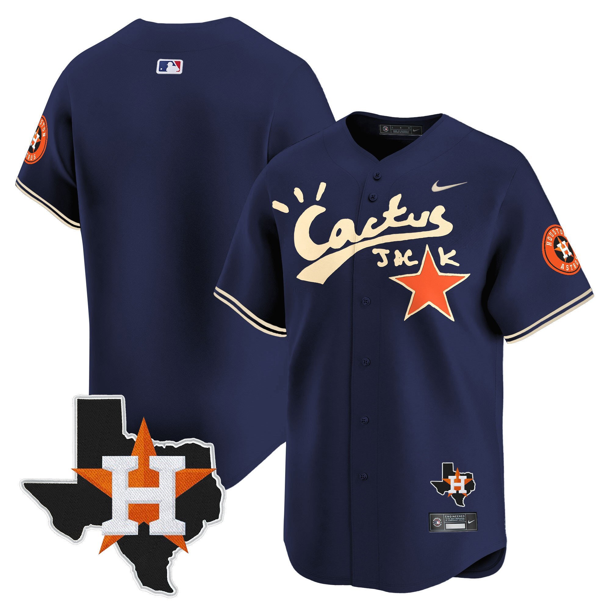 Yordan Alvarez 44 Houston Astros Cactus Jack Houston Patch Navy Limited Men MLB Jersey Men's
