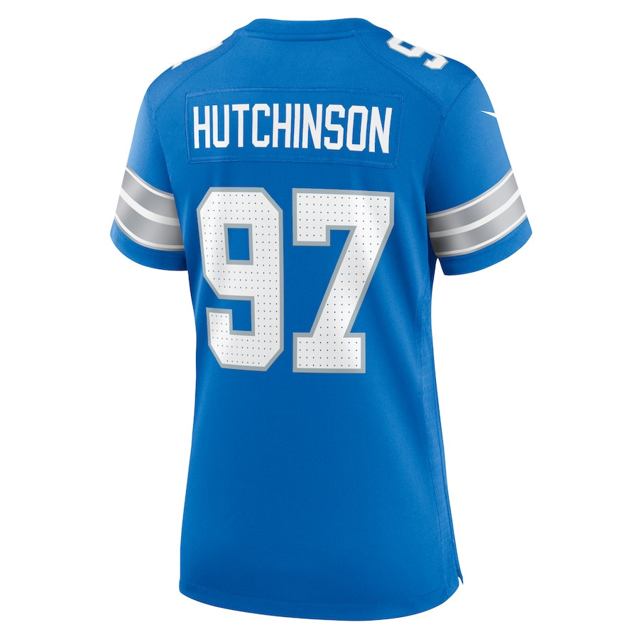 Aidan Hutchinson 97 Detroit Lions Team Game Blue NFL Jersey Women's