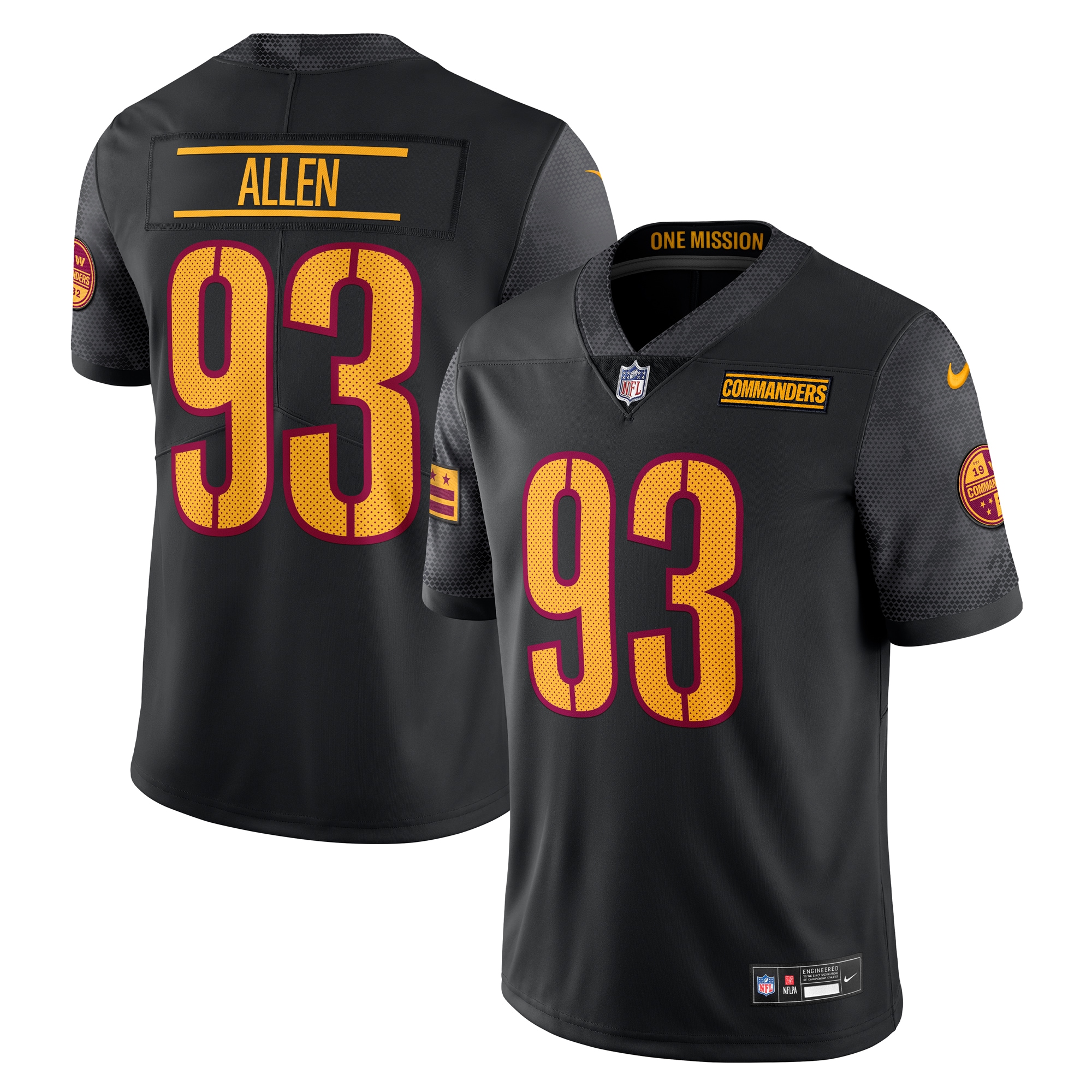 Washington Commanders Jonathan Allen Black Alternate Vapor Untouchable Limited NFL Jersey Men's