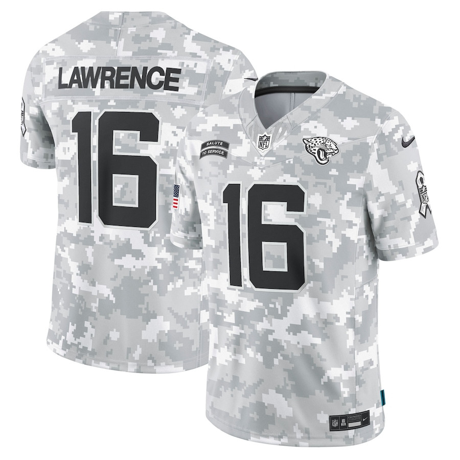 Trevor Lawrence 16 Jacksonville Jaguars 2024 Salute to Service Limited Arctic Camo NFL Jersey Men's