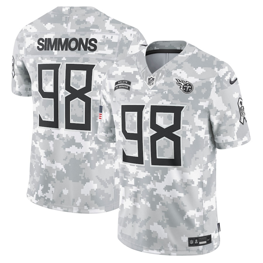 Jeffery Simmons 98 Tennessee Titans 2024 Salute to Service Limited Arctic Camo NFL Jersey Men's