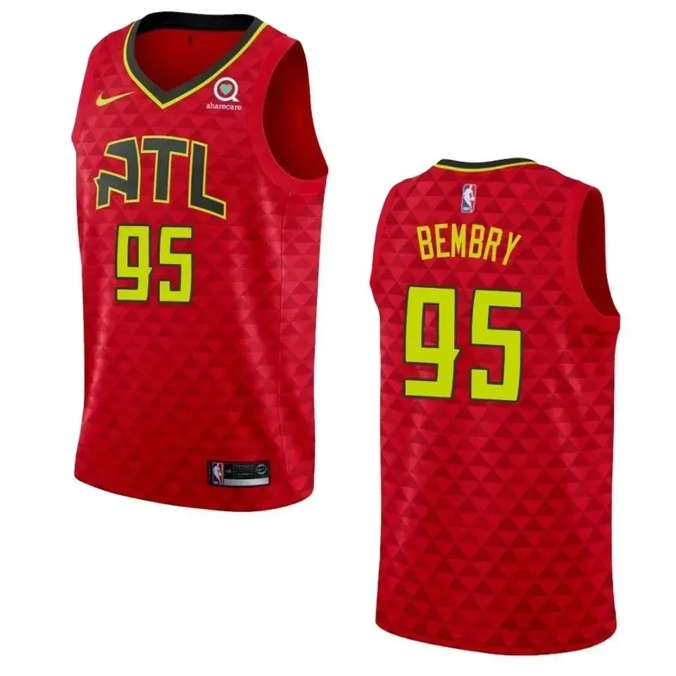Atlanta Hawks 95 Deandre' Bembry Statement Swingman Red NBA Jersey Men's