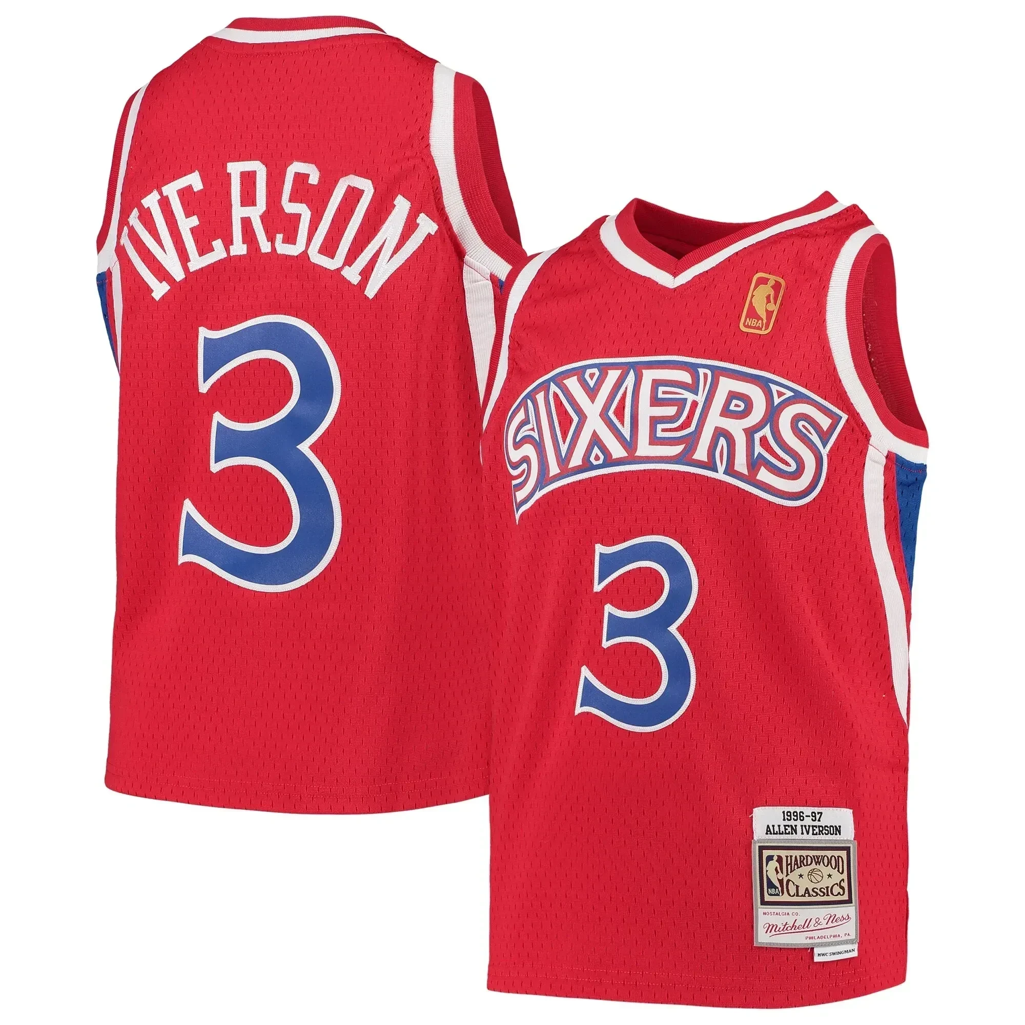 Allen Iverson Philadelphia 76ers Mitchell&Nes 1996-97 Hardwood Classics Swingman Throwback Red NBA Jersey Youth