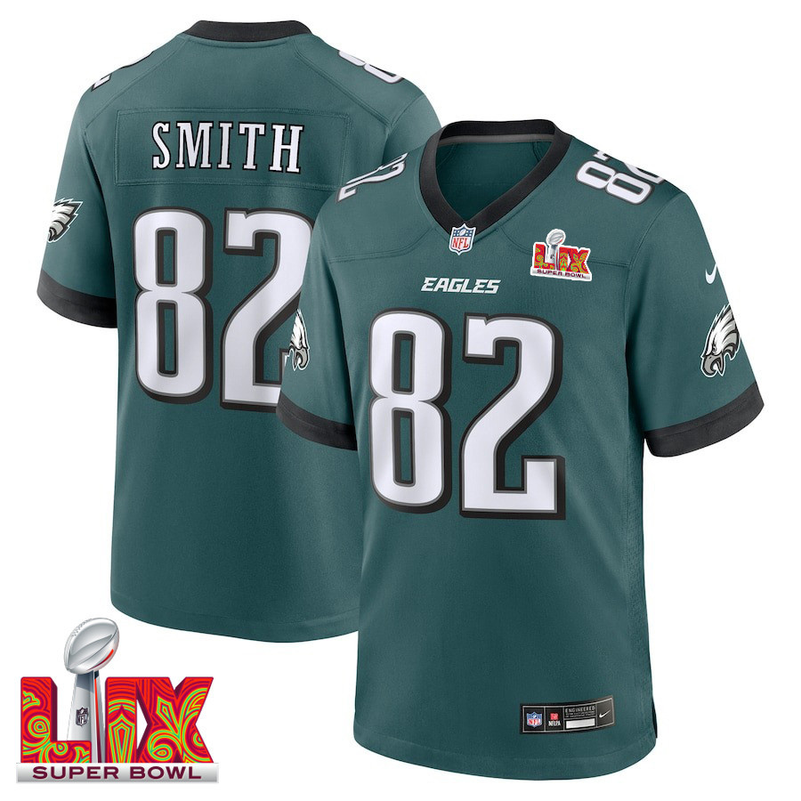 Ainias Smith #82 Philadelphia Eagles Super Bowl LIX Midnight Green NFL Jersey Men's
