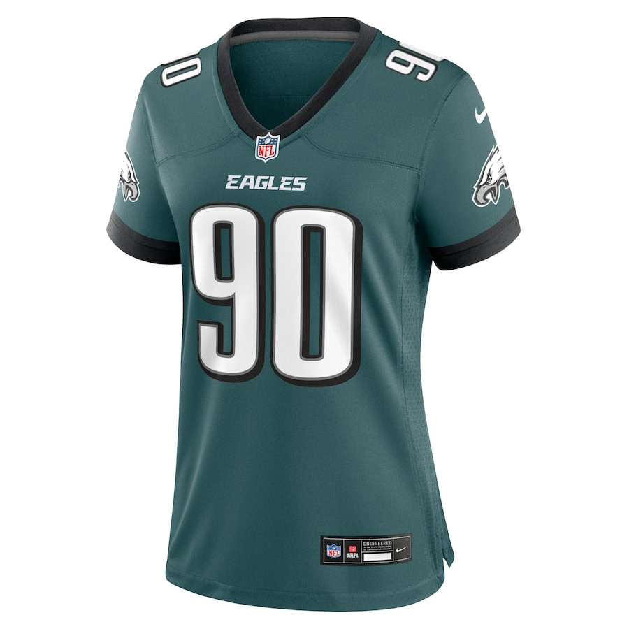 Jordan Davis 90 Philadelphia Eagles Team Game Midnight Green NFL Jersey Women's