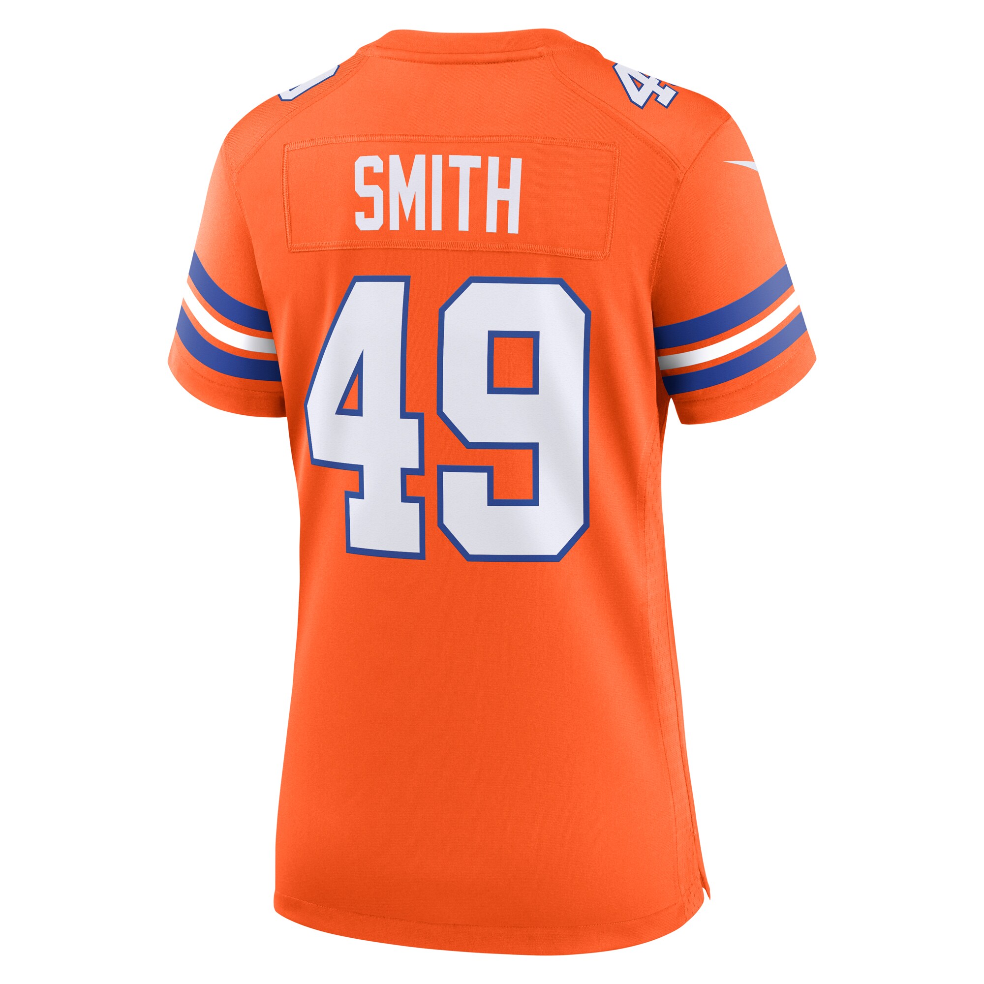 Denver Broncos Dennis Smith Orange Mile High Collection 1977 Throwback Retired Player Game NFL Jersey Women's