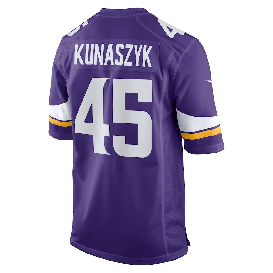Jordan Kunaszyk 45 Minnesota Vikings Game Purple NFL Jersey Men's