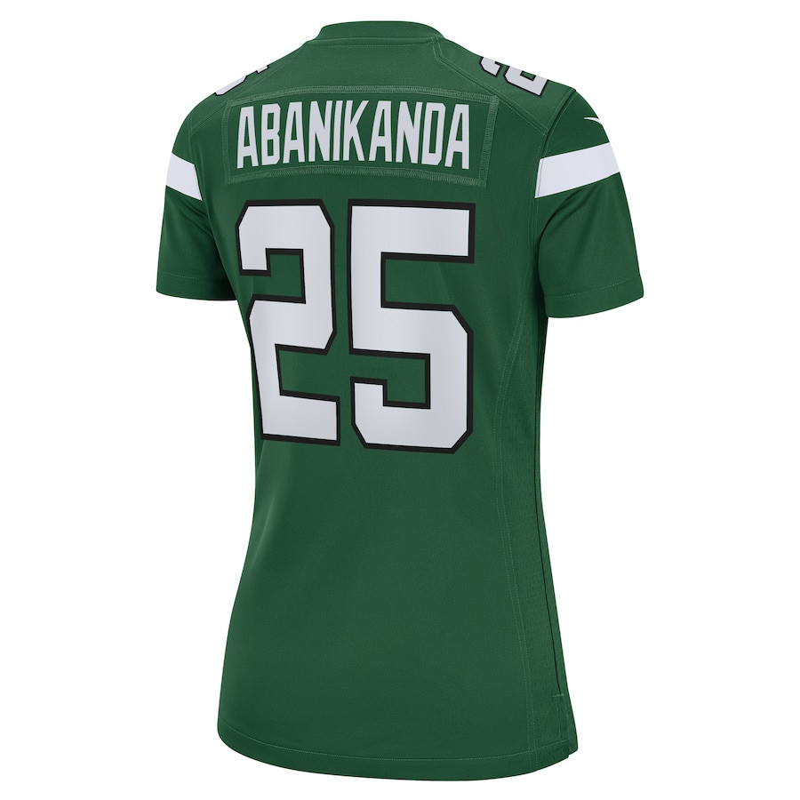 Israel Abanikanda 25 New York Jets Game Gotham Green NFL Jersey Women's