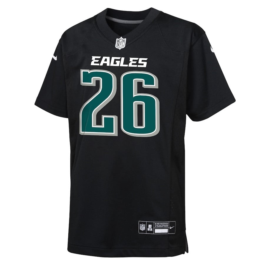 Saquon Barkley 26 Philadelphia Eagles Fashion Game Carbon Black NFL Jersey Youth