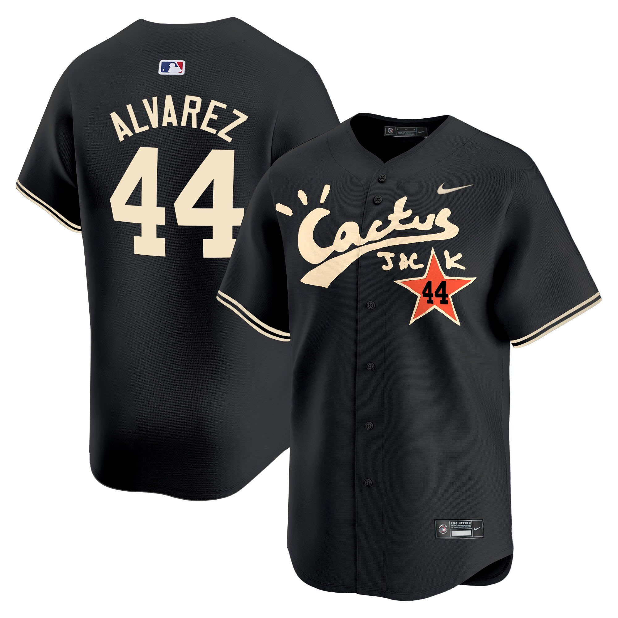 Yordan Alvarez 44 Houston Astros Cactus Jack Black V2 Men MLB Jersey Men's