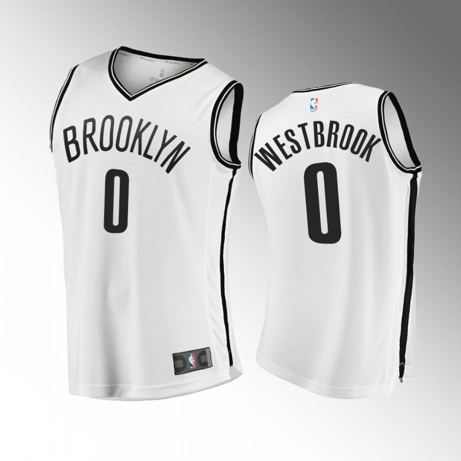 Brooklyn Nets Russell Westbrook 0 Net White NBA Jersey Men's