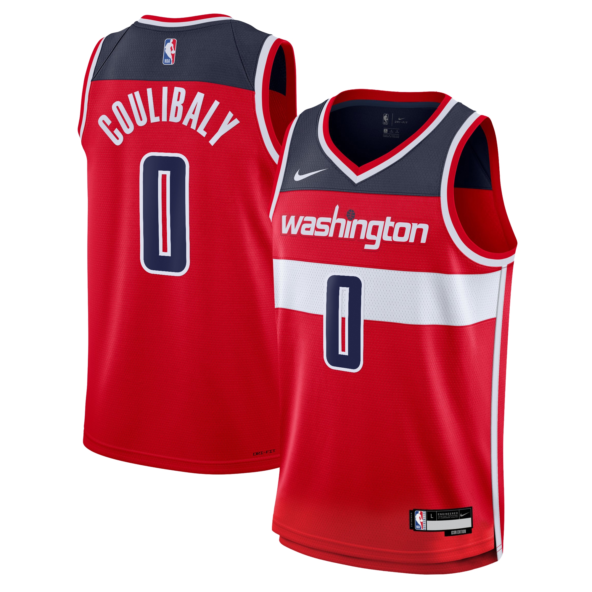 Camiseta Icon Swingman de los Washington Wizards Personalizada Bilal Coulibaly 0 NBA Jersey Men's