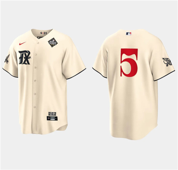 Corey Seager 5 Texas Rangers 2023 World Series Stitched Cream MLB Jersey Men's