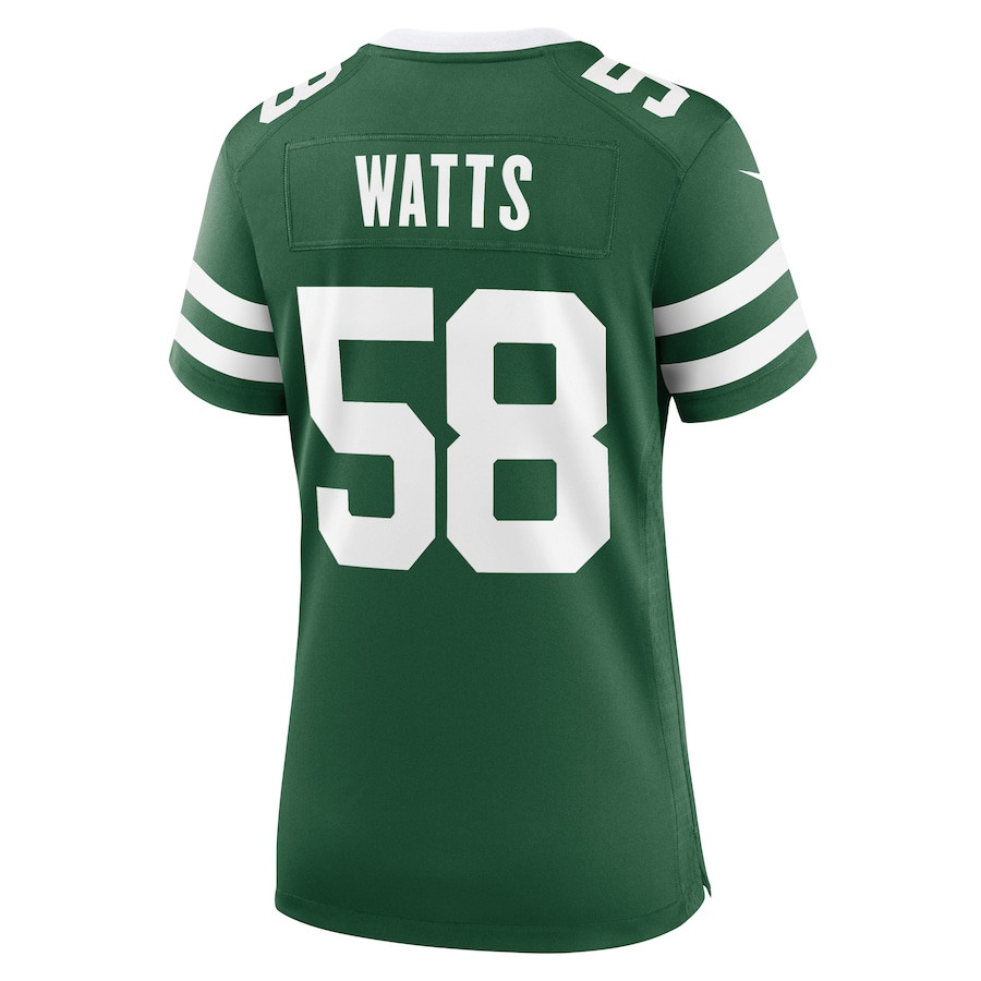 Eric Watts 58 New York Jets Team Game Legacy Green NFL Jersey Women's