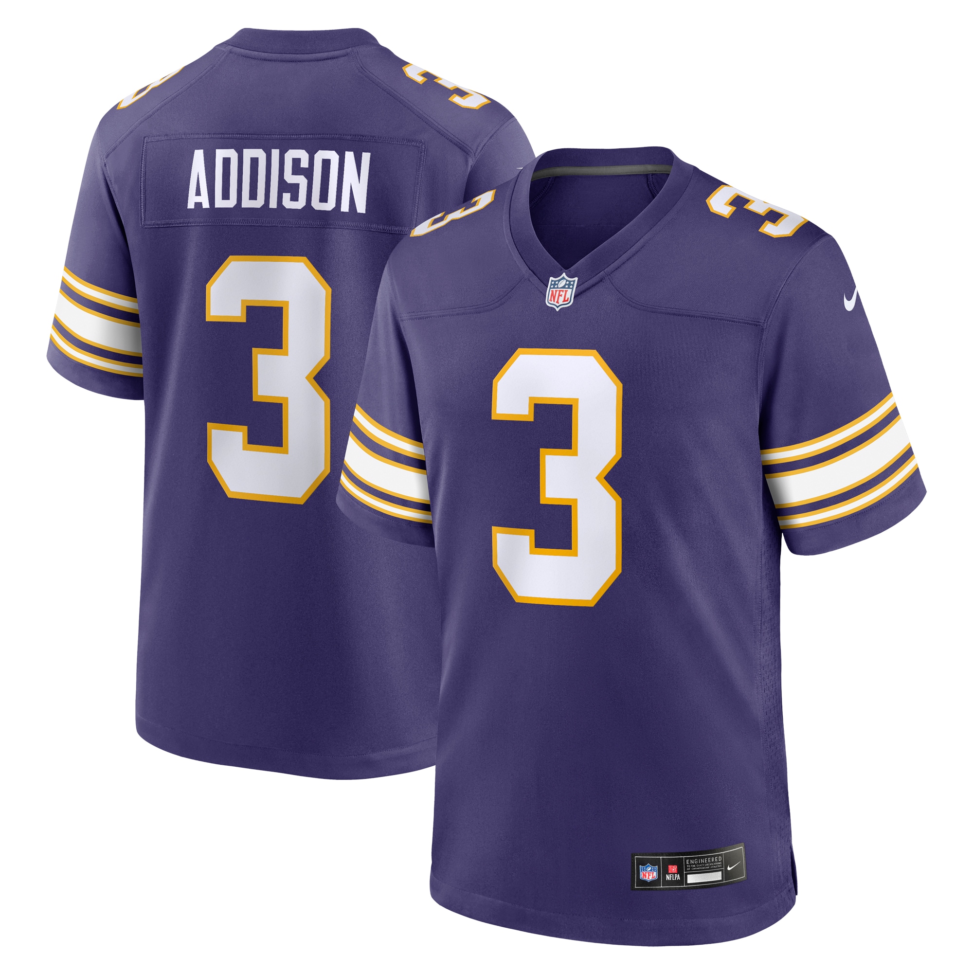 Minnesota Vikings Addison Purple Classic Player Game NFL Jersey Men's