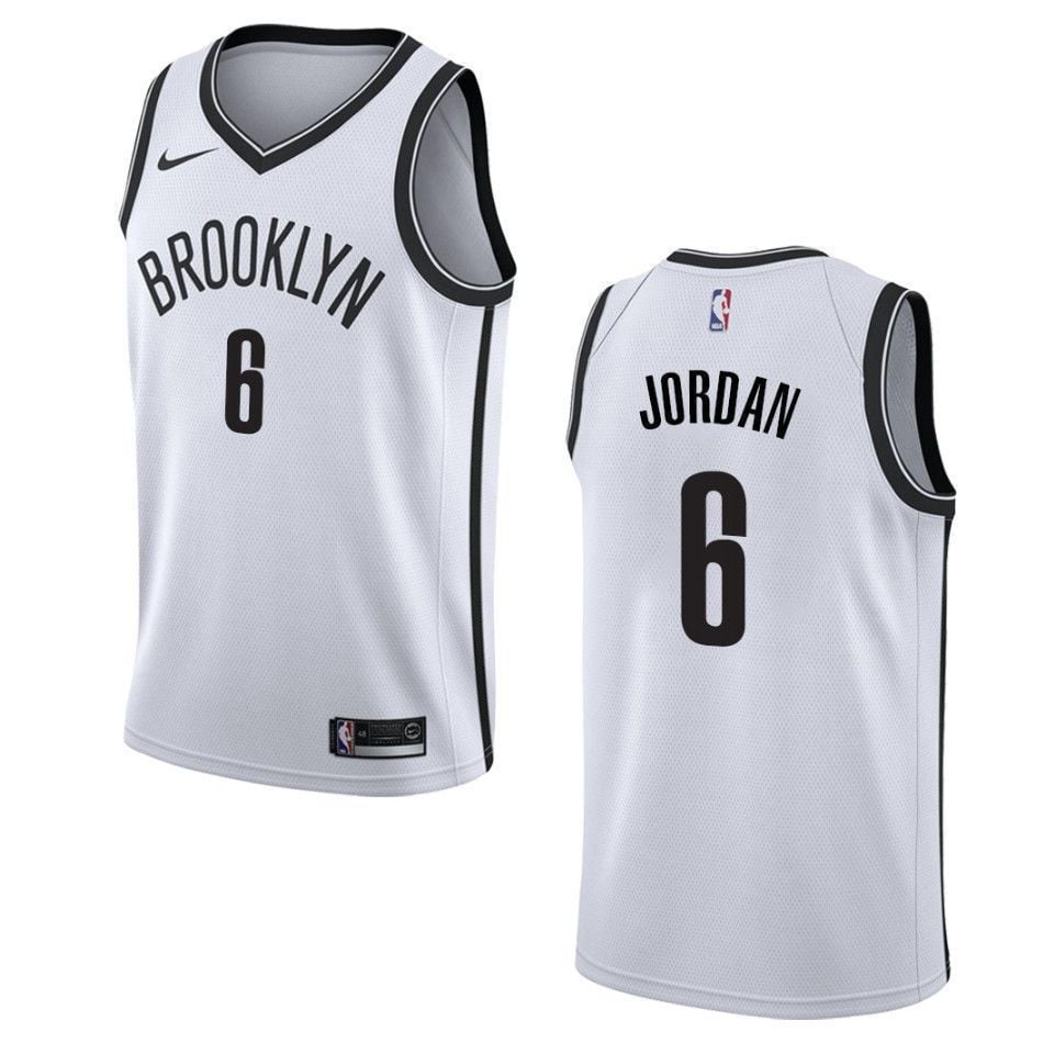 Brooklyn Nets 6 Deandre Jordan Association Swingman White NBA Jersey Men's
