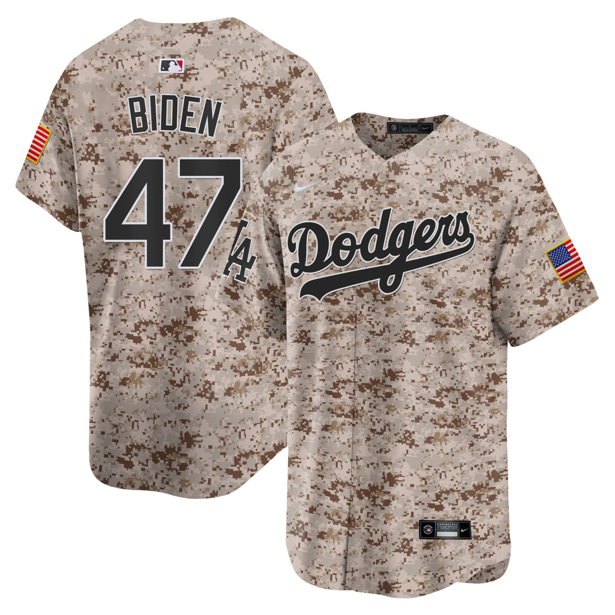 Joe Biden 47 Los Angeles Dodgers USMC Alternate Limited Desert MLB Jersey Men's