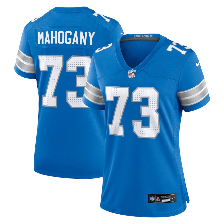 Christian Mahogany 73 Detroit Lions Team Game Blue NFL Jersey Women's