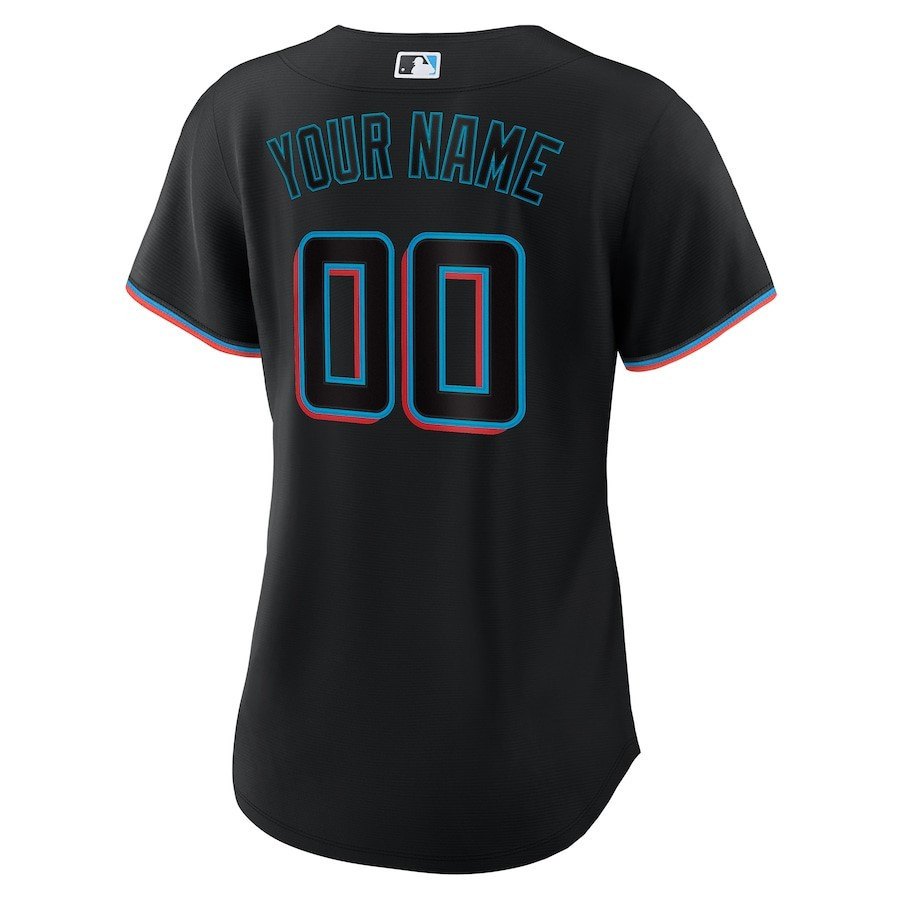 Miami Marlins Alternate Custom Black MLB Jersey Women's