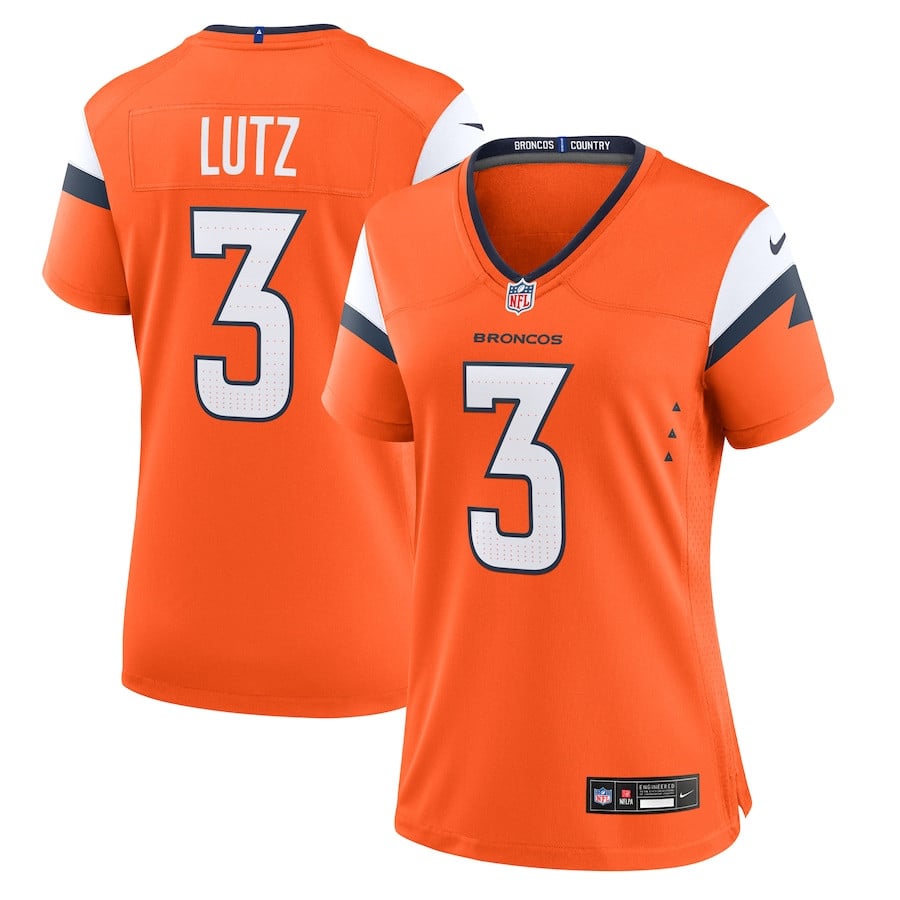 Wil Lutz 3 Denver Broncos Team Game Orange NFL Jersey Women's
