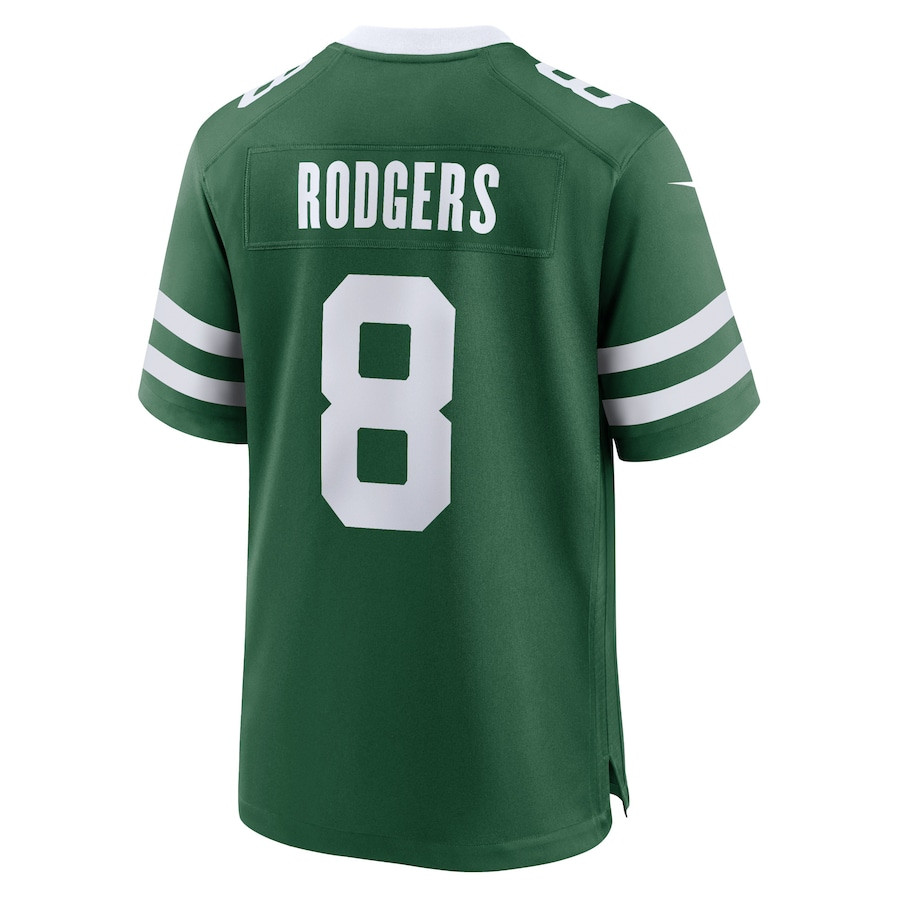 Aaron Rodgers 8 New York Jets Game Legacy Green NFL Jersey Men's