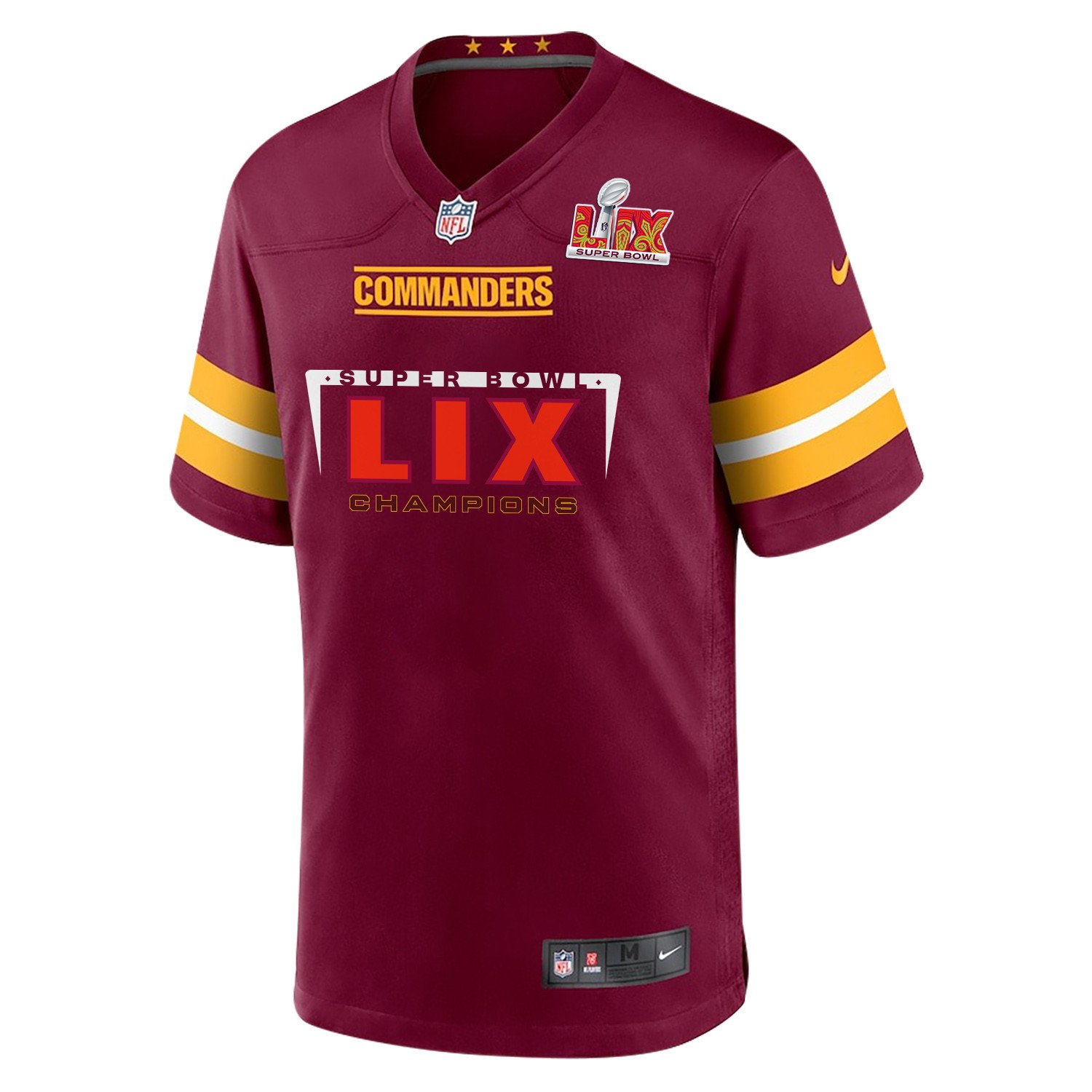Washington Commanders Super Bowl LIX Champions Simple Style Game Custom Burgundy NFL Jersey Men's