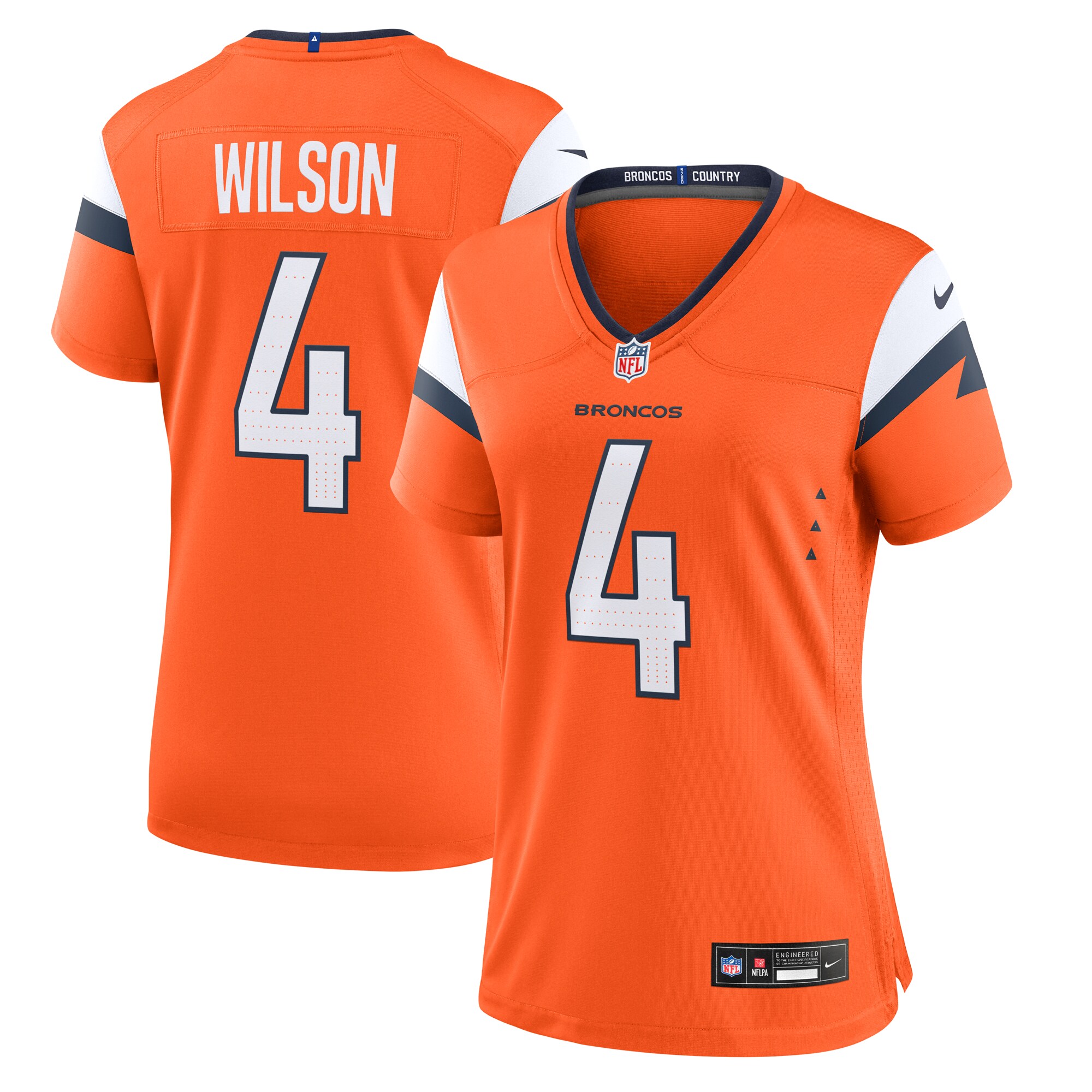 Denver Broncos Zach Wilson Orange Team Game NFL Jersey Women's