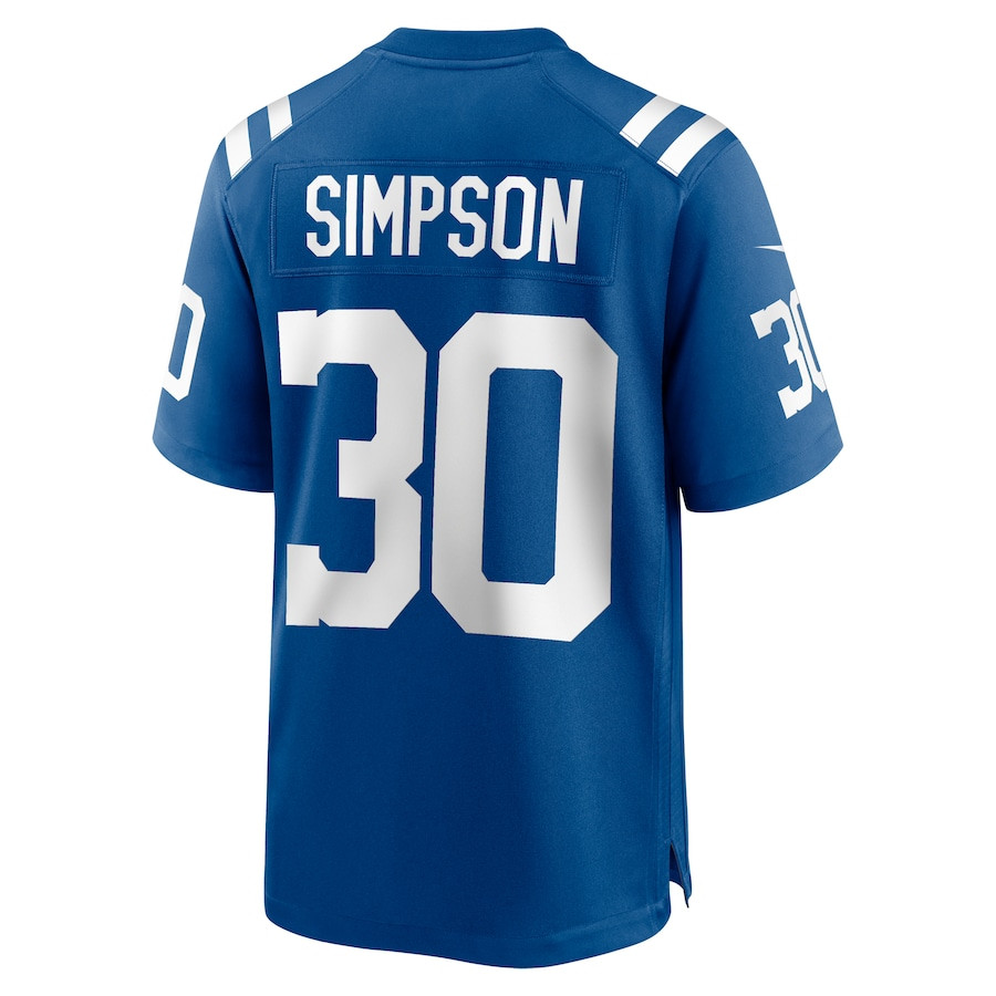Jaylin Simpson 30 Indianapolis Colts Game Royal NFL Jersey Men's