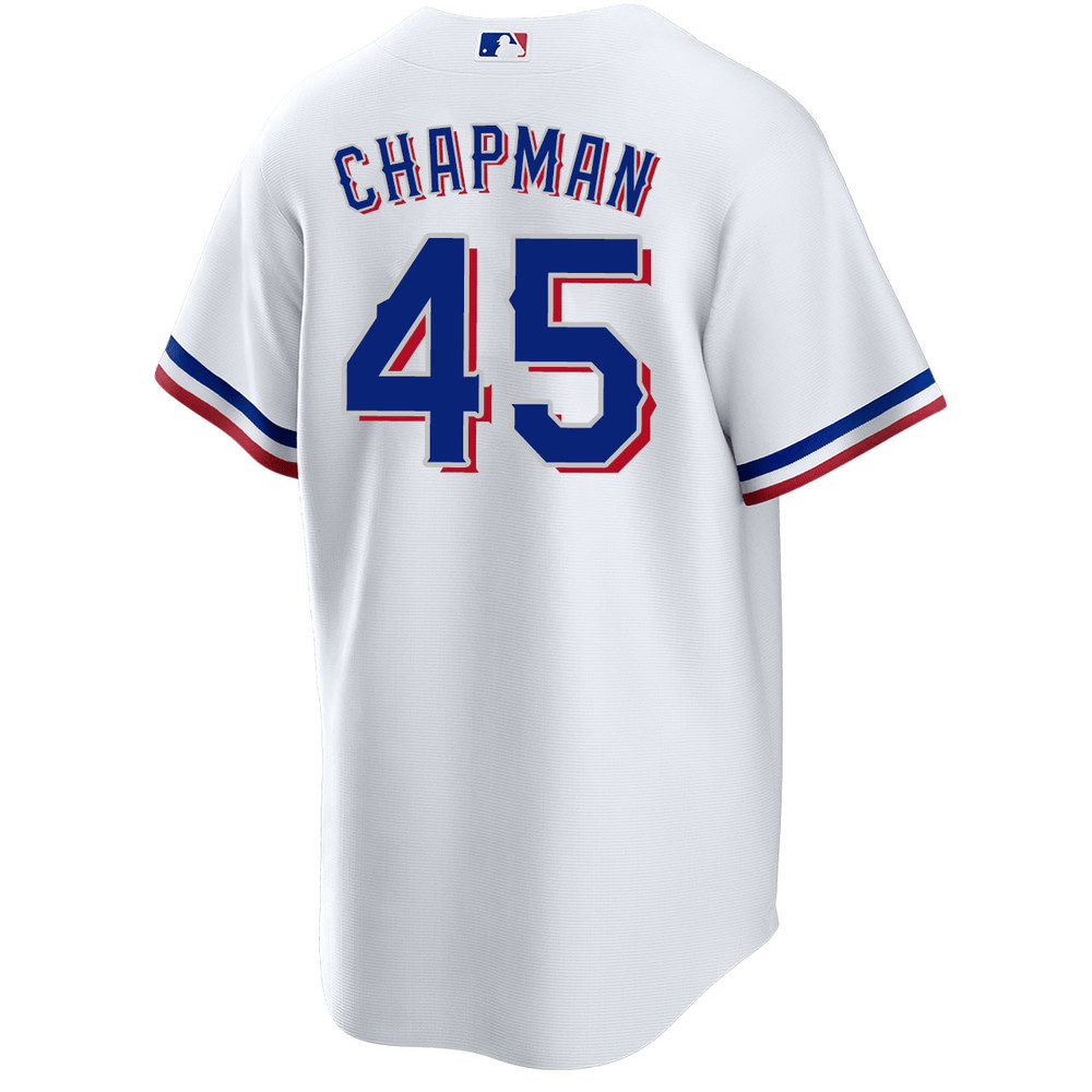 Aroldis Chapman 45 Texas Rangers 2023 World Series Stitched White MLB Jersey Men's