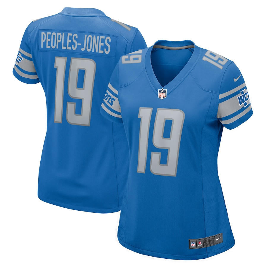 Donovan Peoples-Jones 19 Detroit Lions Game Blue NFL Jersey Women's