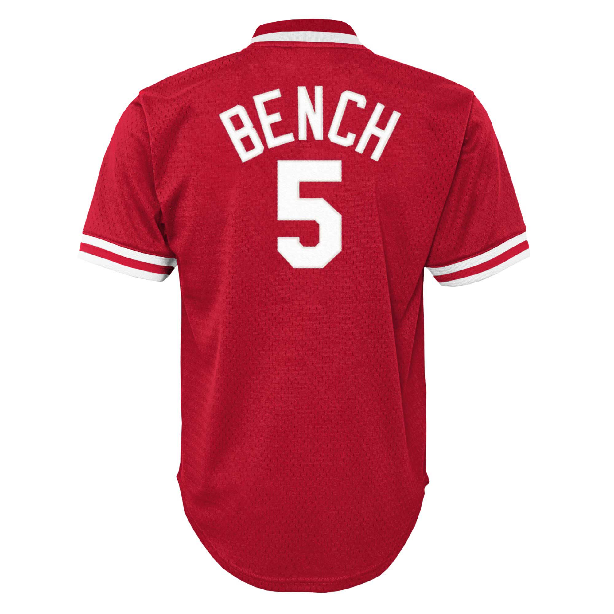 Cincinnati Reds Johnny Bench Mitchell Ness Red Cooperstown Collection Mesh Batting Practice MLB Jersey Youth