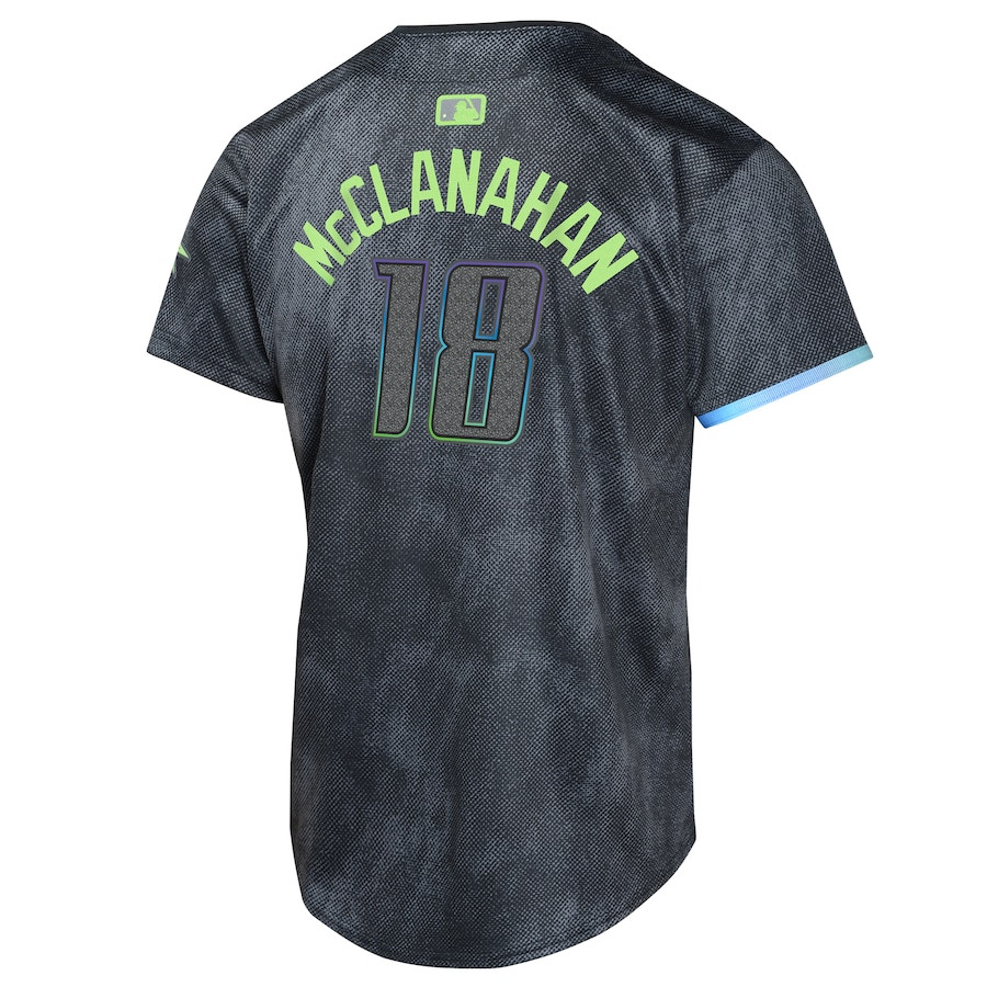 Shane McClanahan 18 Tampa Bay Rays 2024 City Connect Limited Charcoal MLB Jersey Youth