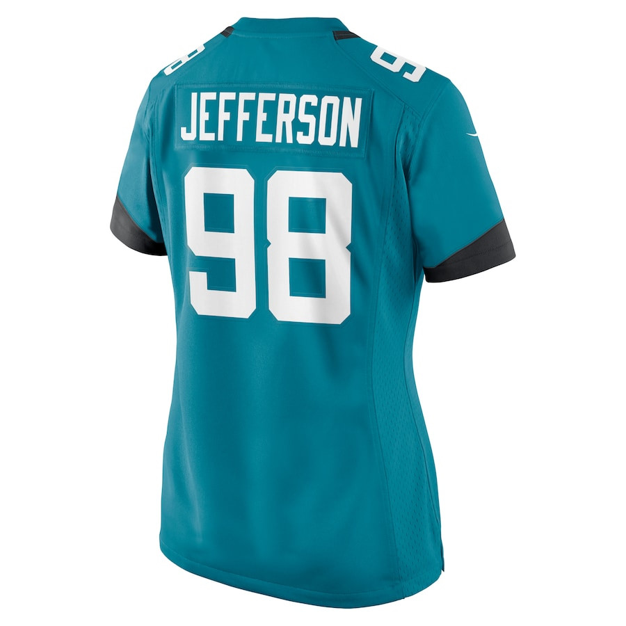 Jordan Jefferson 98 Jacksonville Jaguars Game Teal NFL Jersey Women's